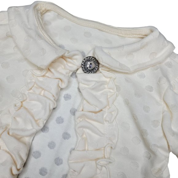 Persnickety NWT white off white polka dot cardigan ruffle sweater sz 12-18 month - Picture 3 of 6